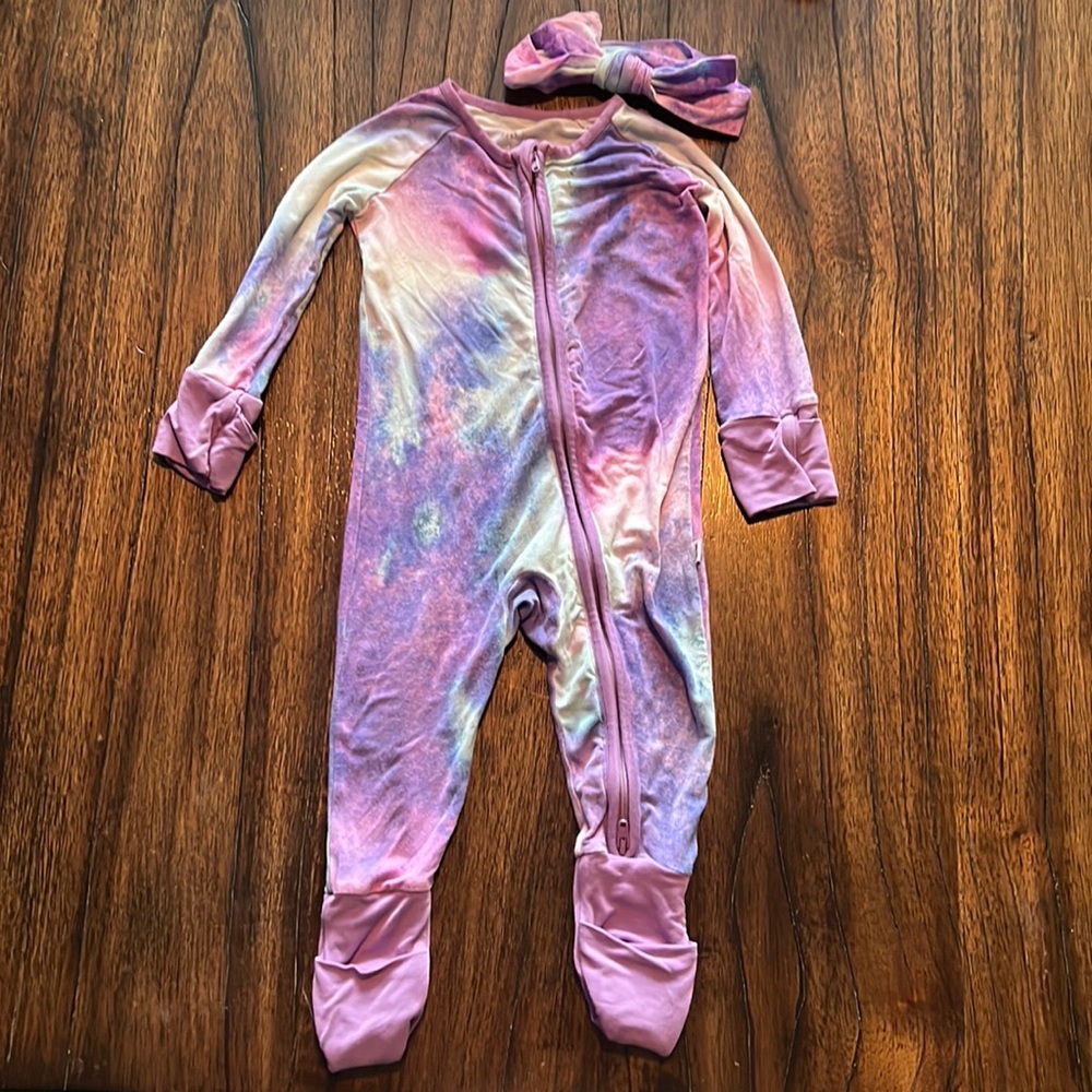 Little Sleepies Purple Watercolor with headband